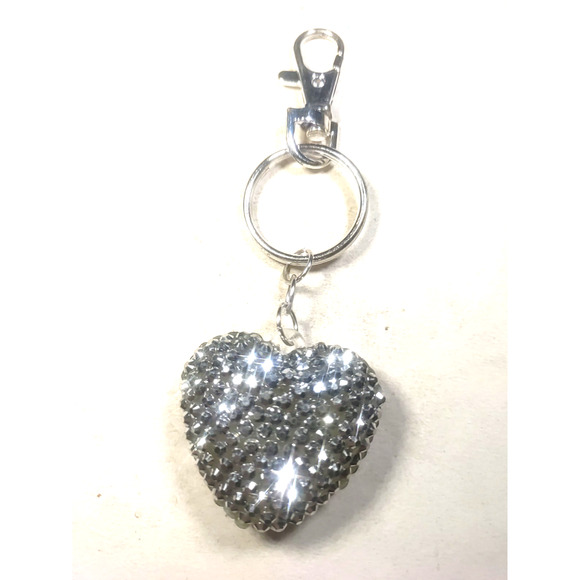 Unbranded Accessories - Rhinestone Heart Keychain Purse Clip Silver Tone